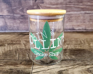 Your Custom Logo Airtight Glass Herb Stash Jar, Personalized Cannabis Storage Container, Marijuana Gift for Pot Smoker, Weed Accessories