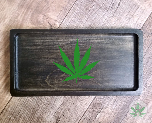 Black Wood Rolling Tray, Marijuana Leaf Tray, Cannabis Leaf Tray, Joint Tray, Tobacco Tray, Marijuana Gift, 420 Gift, Stoner Gift, Weed Gift