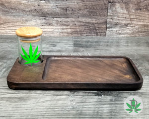 Rolling Tray Set with Wood Rolling Tray and Glass Stash Jar, Cannabis Storage, Marijuana Accessories, Weed Kit