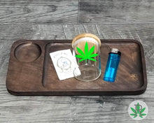 Load image into Gallery viewer, Rolling Tray Set with Wood Rolling Tray and Glass Stash Jar, Cannabis Storage, Marijuana Accessories, Weed Kit