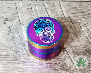Colorful Rainbow Watercolor Sugar Skull Herb Grinder, Dia De Los Muertos Weed Spice Grinder, 420 Marijuana Cannabis Smoker Gift, Stoner Gift