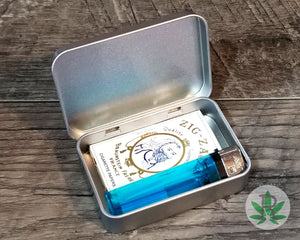 Grey Smoke Stash Tin with Hinged Lid, Aluminum Stash Box, MMJ Storage, Smoker Gift, Cannabis Accessories