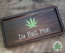 Load image into Gallery viewer, Personalized Wood Rolling Tray, Custom Weed Tray Marijuana Leaf, Cannabis Leaf Tobacco Tray, 420 Smoker Gift, Stoner Gift, Marijuana Gift
