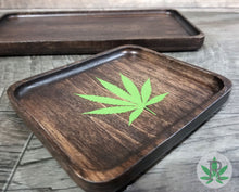 Load image into Gallery viewer, Personalized Wood Rolling Tray, Custom Weed Tray Marijuana Leaf, Cannabis Leaf Tobacco Tray, 420 Smoker Gift, Stoner Gift, Marijuana Gift
