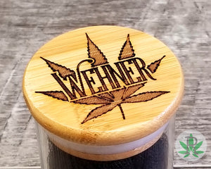 Laser Engraved Personalized Glass Herb Stash Jar, Custom Airtight Cannabis Storage Container, Marijuana Gift for Pot Smoker, Weed Accessory