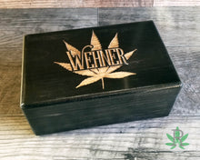 Load image into Gallery viewer, Personalized Engraved Wood Stash Box, Custom Herb Holder, Pot Box, Stoner Gift, Marijuana Storage Accessories, Weed Supplies, Smoker