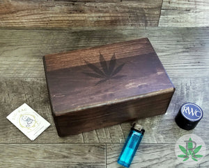 Personalized Wood Stash Box, Custom Herb Holder, Pot Box, Cannabis Leaf Container, Stoner Gift, Marijuana Accessories, Wood Weed Supplies