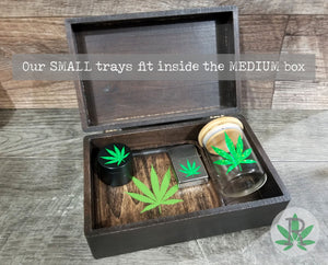 Wood Stash Box with Laser Engraved Cannabis Leaf Mandala, Zen Weed Box, Meditation Pot Box, Stoner Gift, Marijuana Storage Accessories