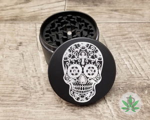 Sugar Skull Engraved Herb Grinder, Dia De Los Muertos, Weed Grinder, Spice Grinder, 420, Marijuana, Cannabis, Smoker Gift, Stoner Gift