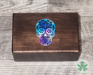 Wood Sugar Skull Stash Box, Dia De Los Muertos Herb Holder, Cannabis Container, Stoner Gift, Marijuana Storage Accessories, Weed Supplies