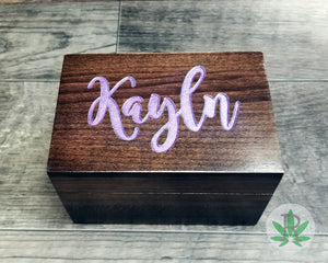 Personalized Engraved and Painted Wood Stash Box, Herb Holder, Pot Box, Stoner Gift, Marijuana Storage Accessories, Weed Supplies, Smoker