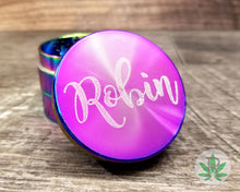 Load image into Gallery viewer, Custom Personalized Engraved Colorful Rainbow Herb Grinder, Weed Tobacco Grinder, Marijuana, Cannabis, Smoker Gift, Stoner Gift