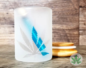 Etched Cannabis Leaf Glass Stash Jar Monogram Laser Engraved Lid, Airtight Storage Container, Marijuana Gift Pot Smoker Weed Accessories