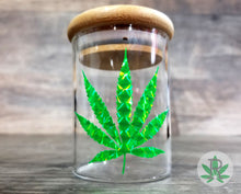Load image into Gallery viewer, Laser Engraved Personalized Glass Stash Jar, Custom Airtight Cannabis Storage Container, Marijuana Gift for Pot Smoker, Weed Accessories