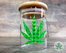 Load image into Gallery viewer, Laser Engraved Personalized Monogram Glass Herb Stash Jar, Custom Airtight Cannabis Storage Container, Marijuana Gift for Weed Pot Smoker
