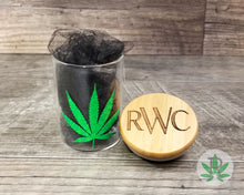 Load image into Gallery viewer, Laser Engraved Personalized Monogram Glass Herb Stash Jar, Custom Airtight Cannabis Storage Container, Marijuana Gift for Weed Pot Smoker
