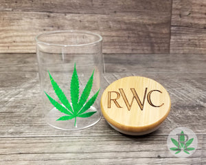 Laser Engraved Personalized Monogram Glass Herb Stash Jar, Custom Airtight Cannabis Storage Container, Marijuana Gift for Weed Pot Smoker