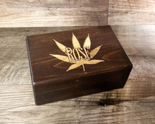 Load image into Gallery viewer, Personalized Engraved Wood Stash Box, Custom Herb Holder, Pot Box, Stoner Gift, Marijuana Storage Accessories, Weed Supplies, Smoker
