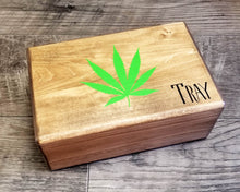 Load image into Gallery viewer, Personalized Wood Stash Box, Custom Herb Holder, Pot Box, Stoner Gift, Marijuana Storage Accessories, Weed Supplies, Smoker
