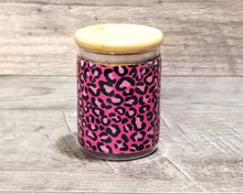 Load image into Gallery viewer, Pink Leopard Glass Herb Stash Jar, Airtight Cannabis Storage Container, Marijuana Gift for Pot Smoker, Weed Accessories