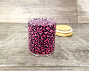 Pink Leopard Glass Herb Stash Jar, Airtight Cannabis Storage Container, Marijuana Gift for Pot Smoker, Weed Accessories