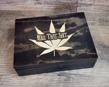 Load image into Gallery viewer, Engraved Wood Stash Box with Roll That Shit, Pot Box, Cannabis Container, Stoner Gift, Marijuana Accessories, Weed Supplies