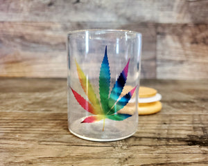 Glass Stash Jar with Rainbow Cannabis Leaf, LGBTQ 420 Herb Jar,  Marijuana Leaf Stoner Gift, Weed Gift, Gift for Smoker, Pot Accessories