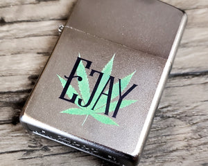 Personalized Windproof Lighter, Custom Official Brand Refillable Lighter with Name and Cannabis Leaf