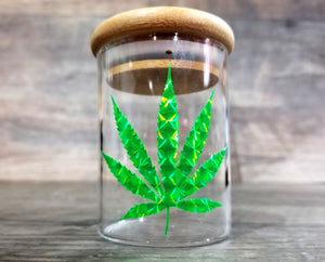 Laser Engraved Personalized Glass Herb Stash Jar, Custom Airtight Cannabis Storage Container, Marijuana Gift for Pot Smoker, Weed Accessory