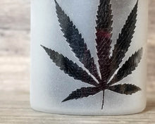 Load image into Gallery viewer, Etched Cannabis Leaf Glass Stash Jar Personalized Laser Engraved Lid, Airtight Storage Container, Marijuana Gift Pot Smoker Weed Accessories