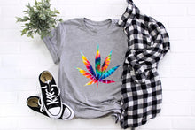 Load image into Gallery viewer, Tie Dye Cannabis Leaf T Shirt, Unisex Bella + Canvas Hippie Marijuana Shirt, 420 Smoker Stoner Gift