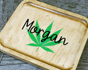 Custom Wood Rolling Tray, Personalized  Weed Tray Marijuana Leaf, Cannabis Leaf Tobacco Tray, 420 Smoker Gift, Stoner Gift, Marijuana Gift