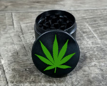 Load image into Gallery viewer, Custom Weed Grinder, Zinc Alloy Four Piece Cannabis Leaf Herb Grinder, 420 Stoner Gift, Marijuana Smoker Accessories
