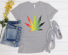 Load image into Gallery viewer, Rasta Mandala Cannabis Leaf T Shirt, Unisex Bella + Canvas Reggae Jamaican Hippie Marijuana Shirt, 420 Smoker Stoner Gift