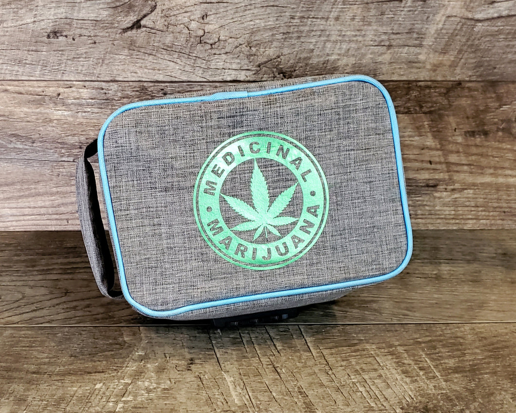 Smell Proof Padded Locking Travel Case with Medicinal Cannabis Design, Medical Marijuana Travel Bag, Weed Smoker Accessories, Stoner Gift