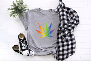 Rainbow Mandala Cannabis Leaf T Shirt, Unisex Bella + Canvas LGBTQ Hippie Marijuana Shirt, 420 Smoker Stoner Gift