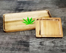 Load image into Gallery viewer, Light Wood Rolling Tray, Marijuana Leaf Tray, Cannabis Leaf Tray, Joint Tray, Tobacco Tray, Marijuana Gift, 420 Gift, Stoner Gift, Weed Gift