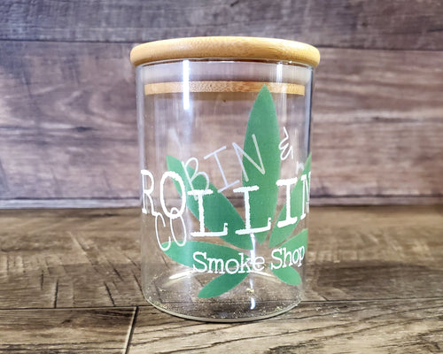 Your Custom Logo Airtight Glass Herb Stash Jar, Personalized Cannabis Storage Container, Marijuana Gift for Pot Smoker, Weed Accessories